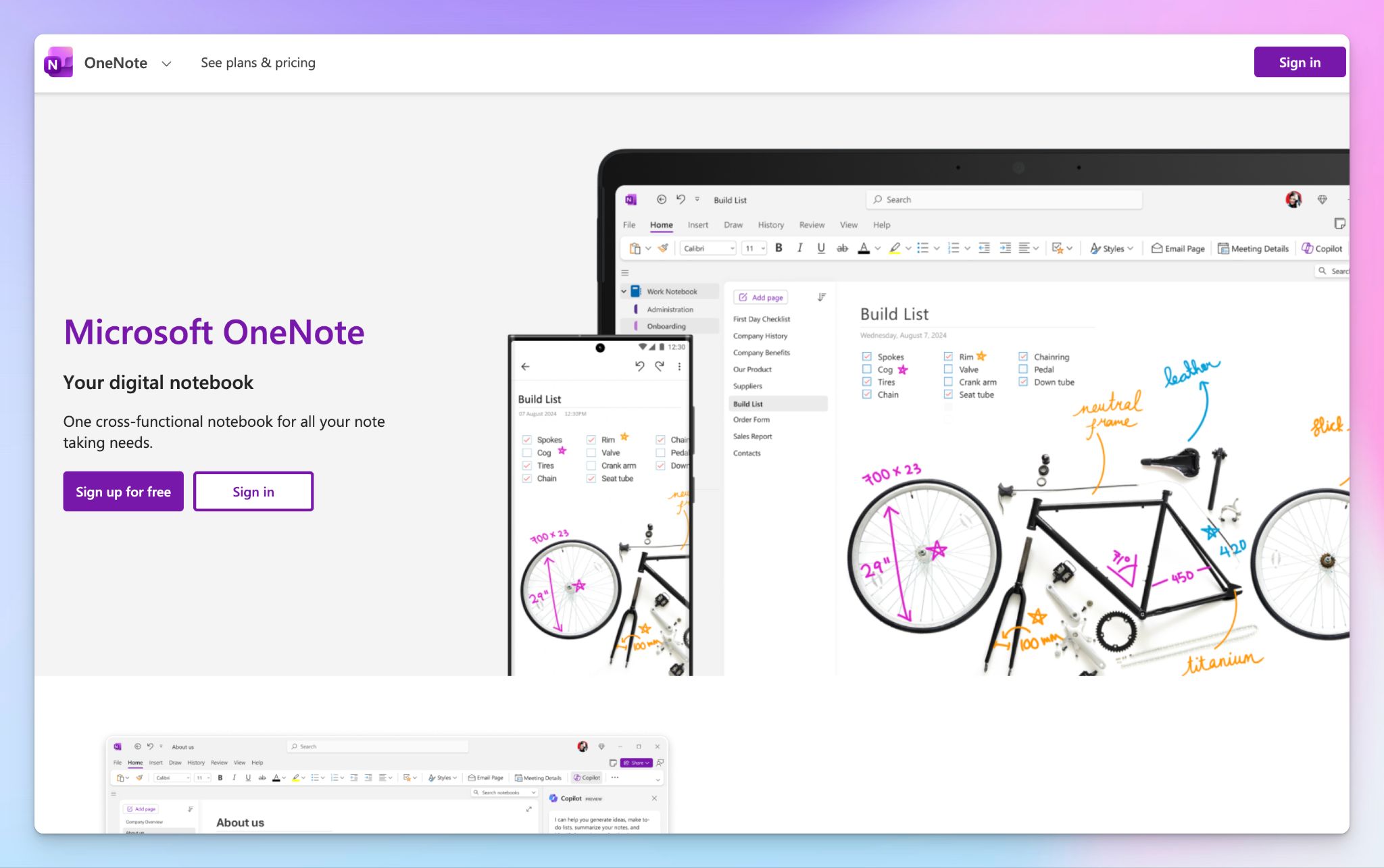 Microsoft OneNote ist eine App zum Aufzeichnen von Vorlesungen fuer Studierende