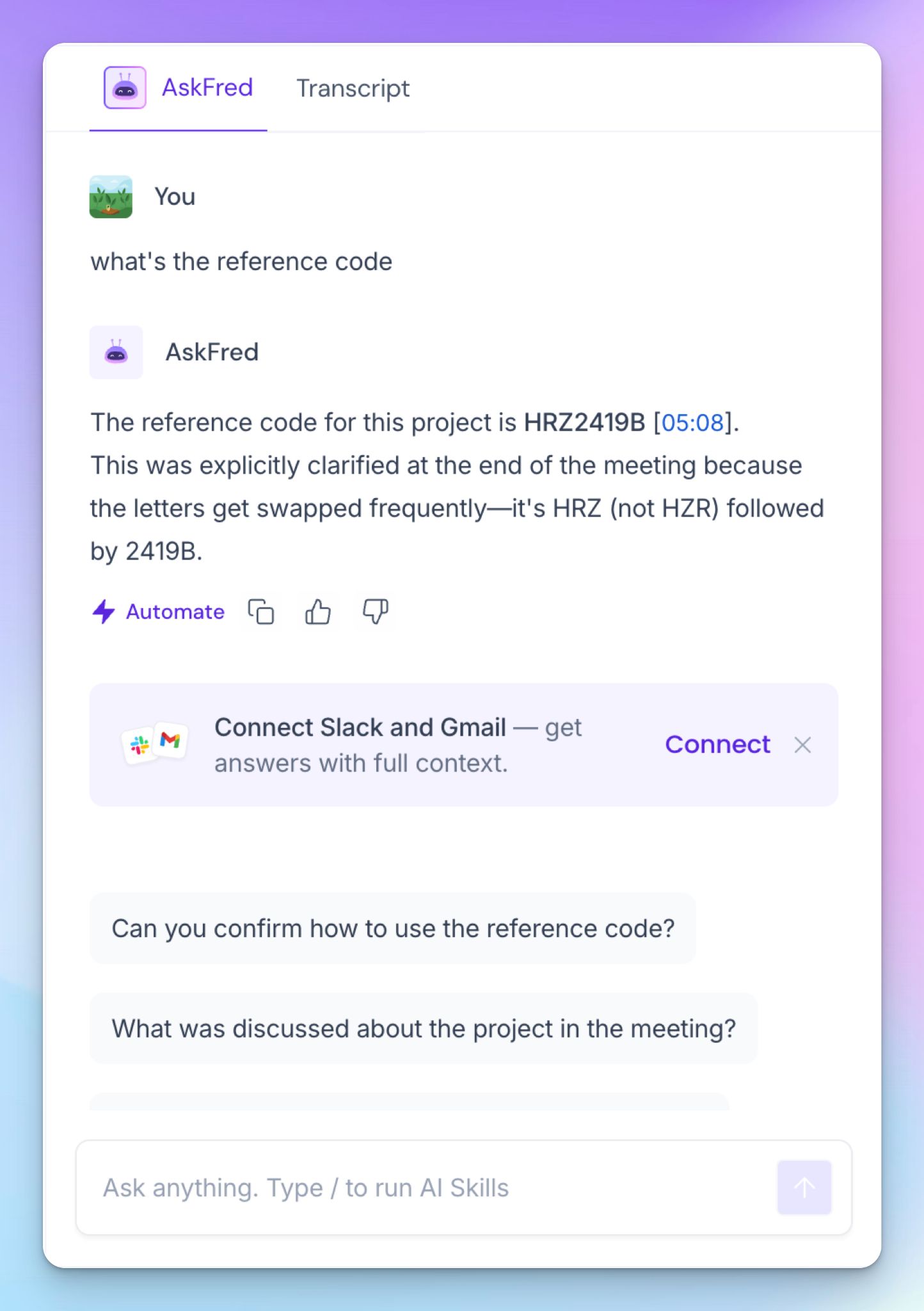 Fireflies AI chat is unreliable