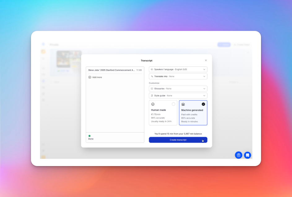 happyscribe features audio to text