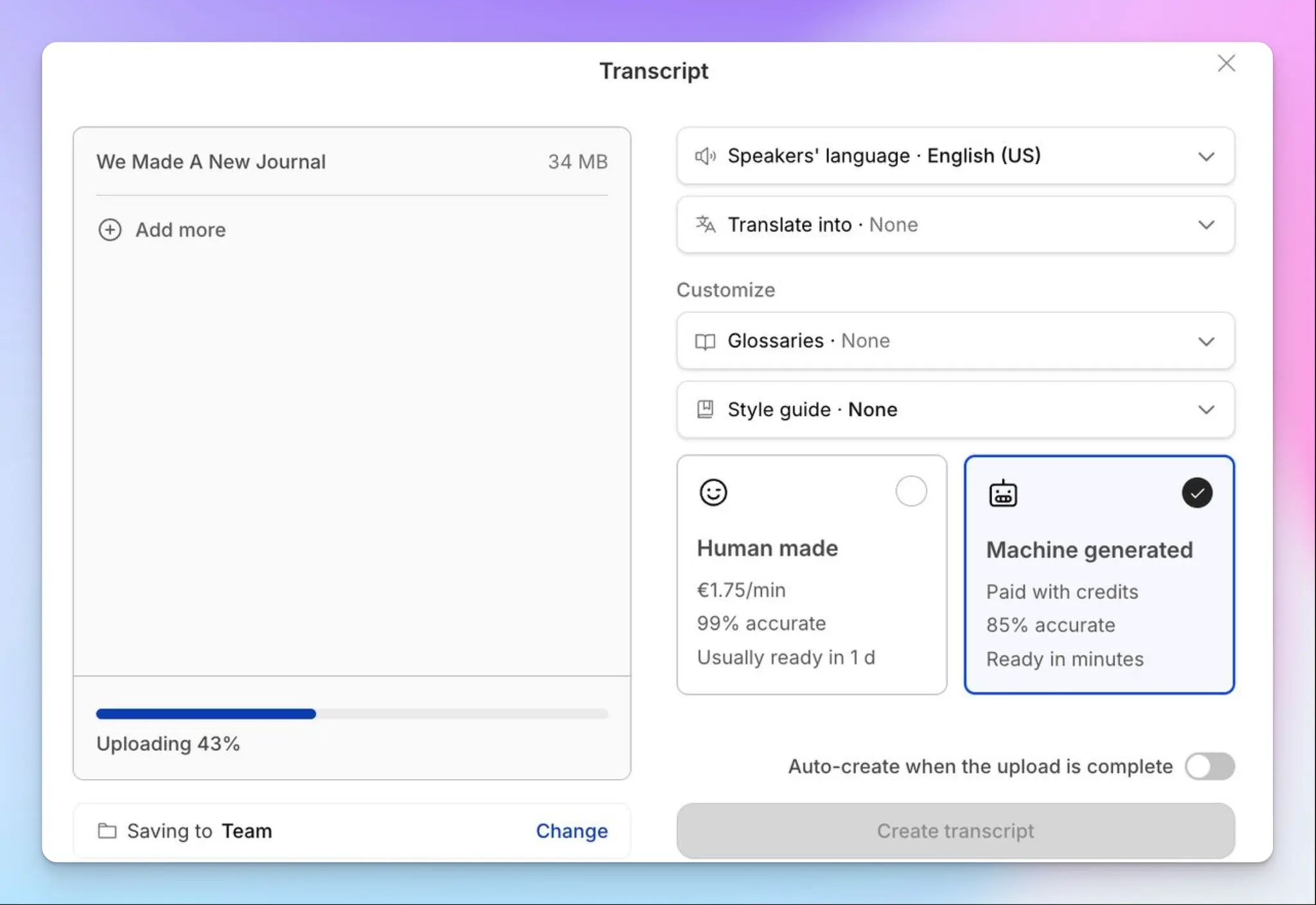 Get accurate transcripts across 150+ languages and dialects with HappyScribe 