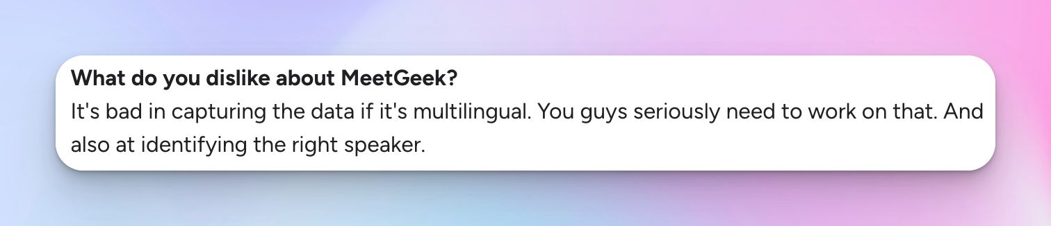 MeetGeek's language support is restrictive