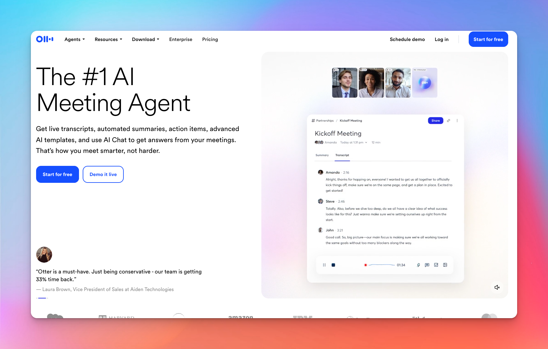 An image showing the homepage of Otter.ai.