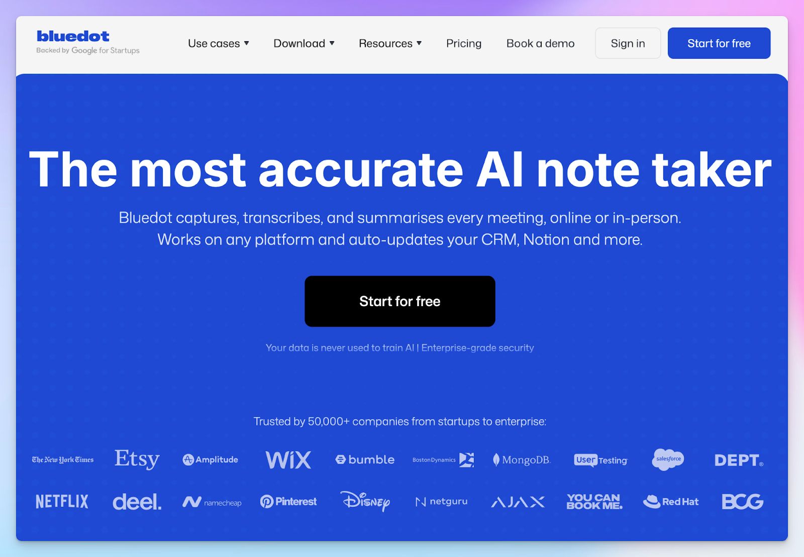 Bluedot - Jamie alternative for AI meeting notes
