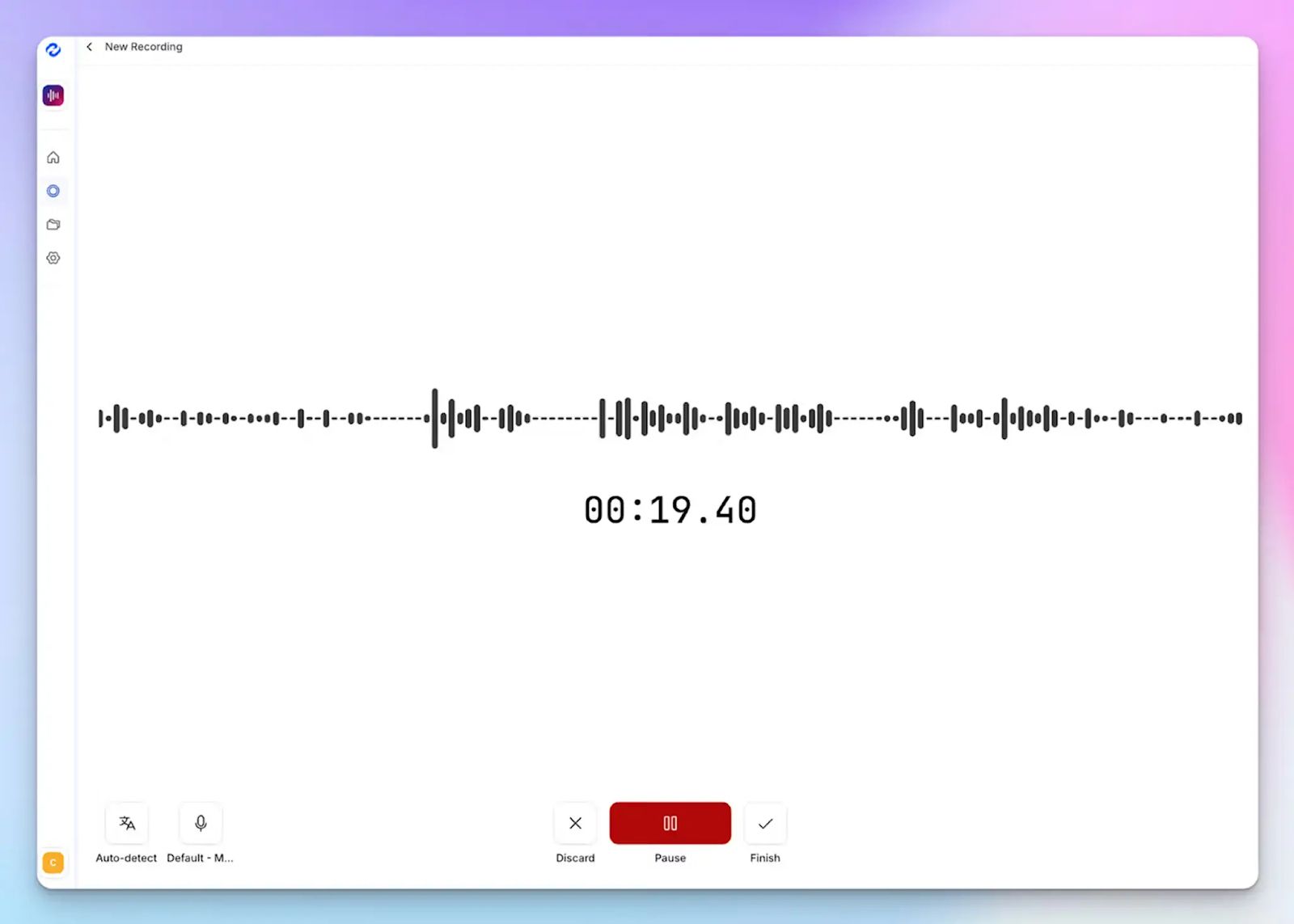 HappyScribe offers bot-free, browser-based recording