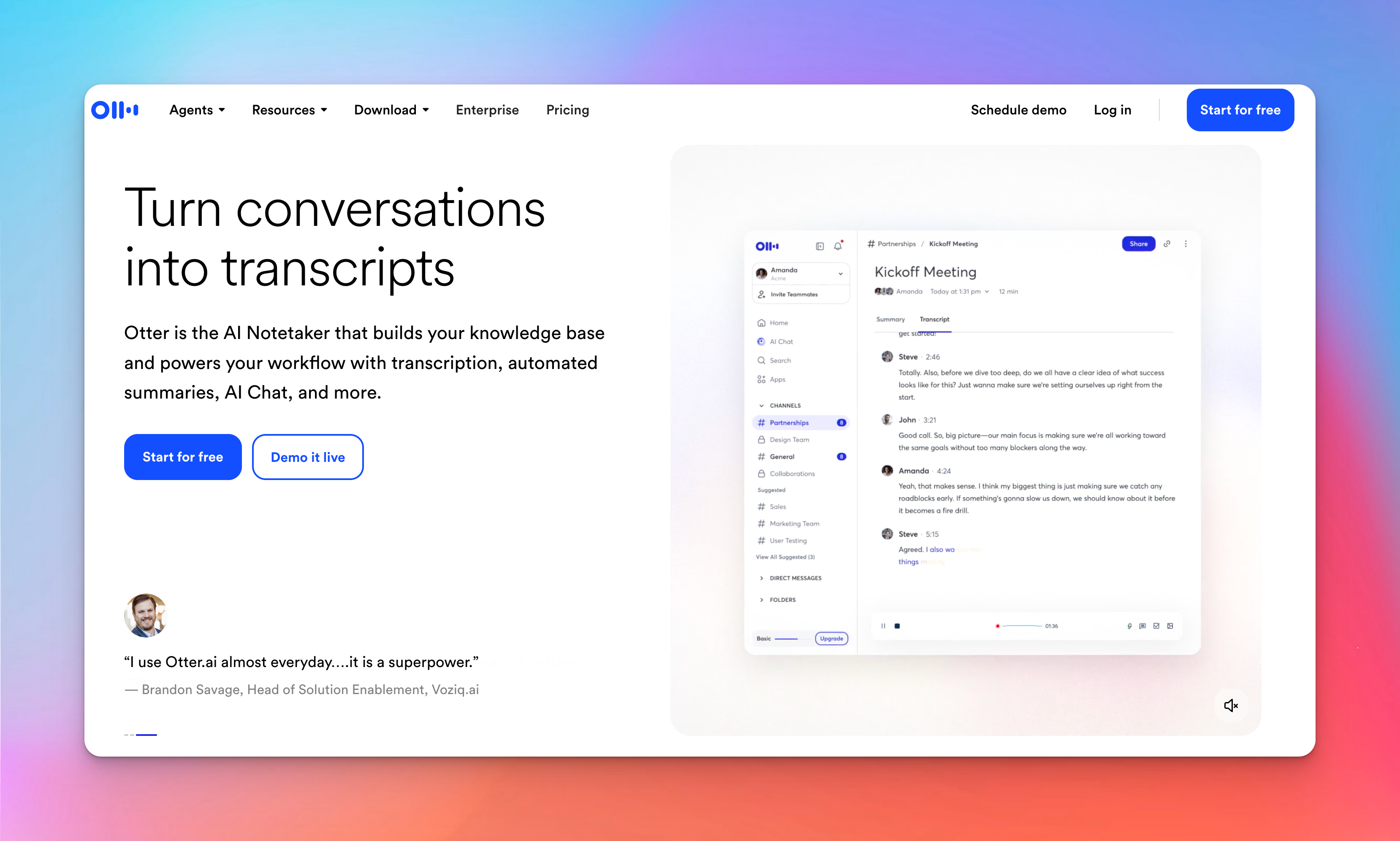 otter homepage screenshot