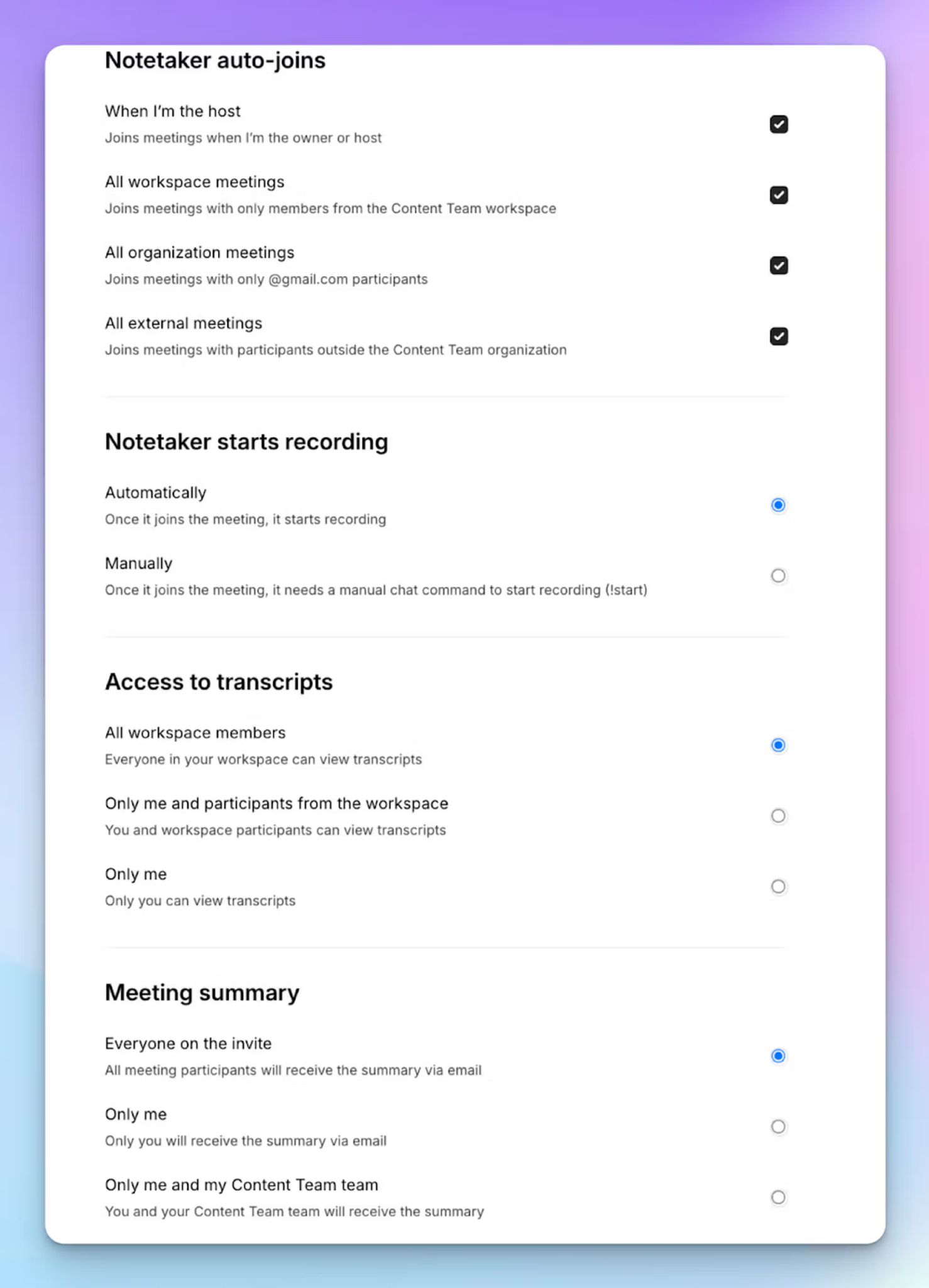 HappyScribe offers granular meeting controls to ensure privacy -  best MeetGeek alternative