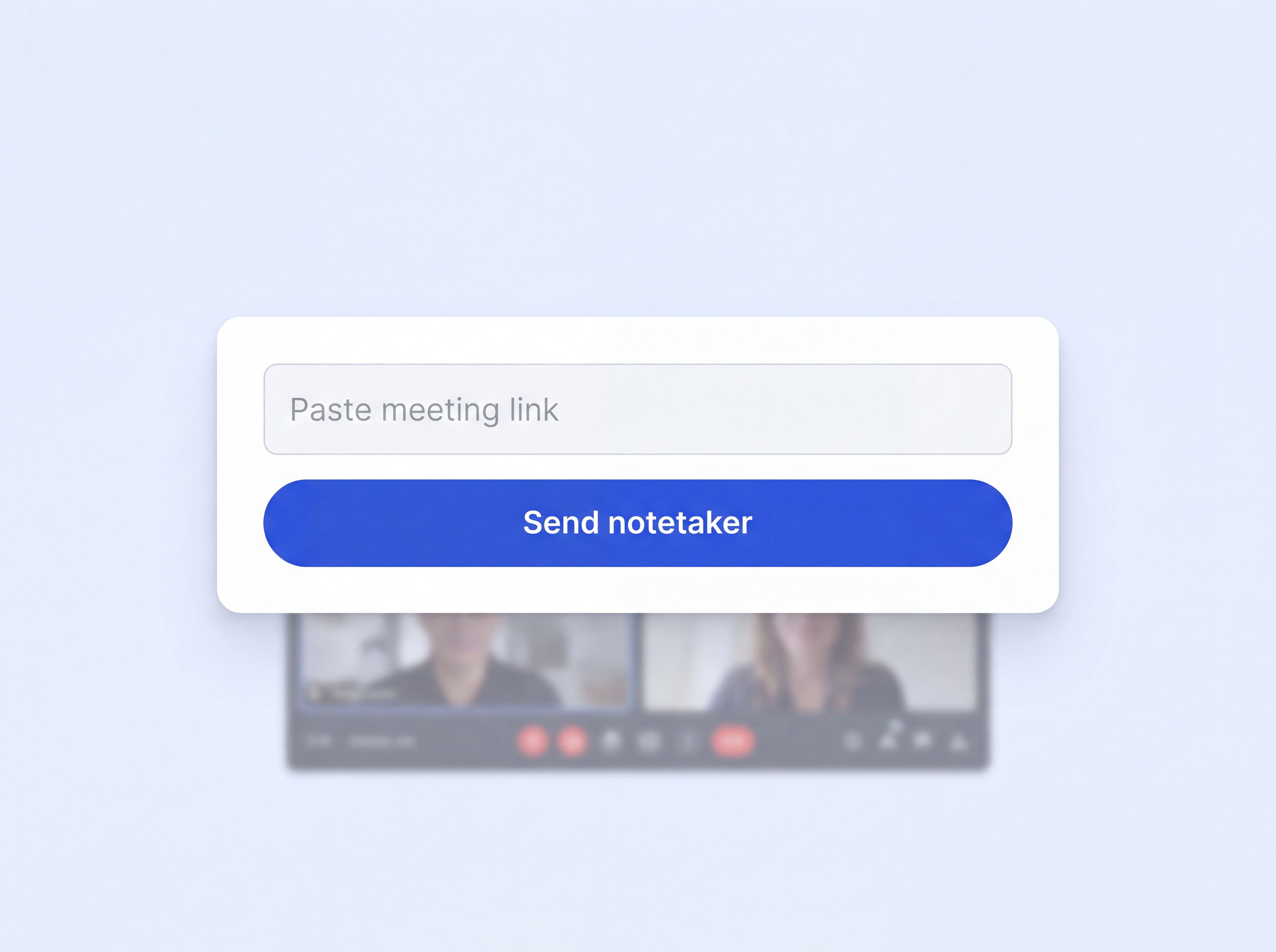 Pasting a meeting URL to send the HappyScribe Notetaker to a call