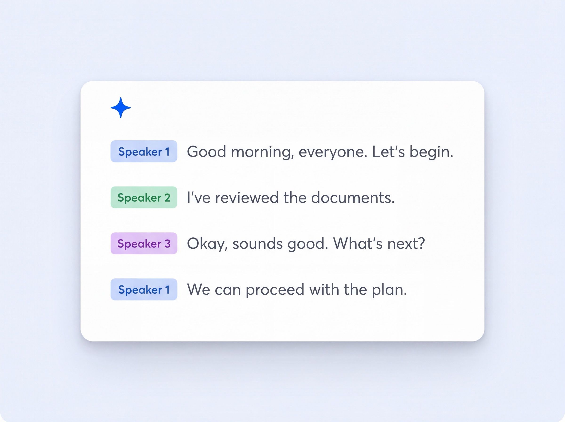 Transcript with speaker labels in HappyScribe