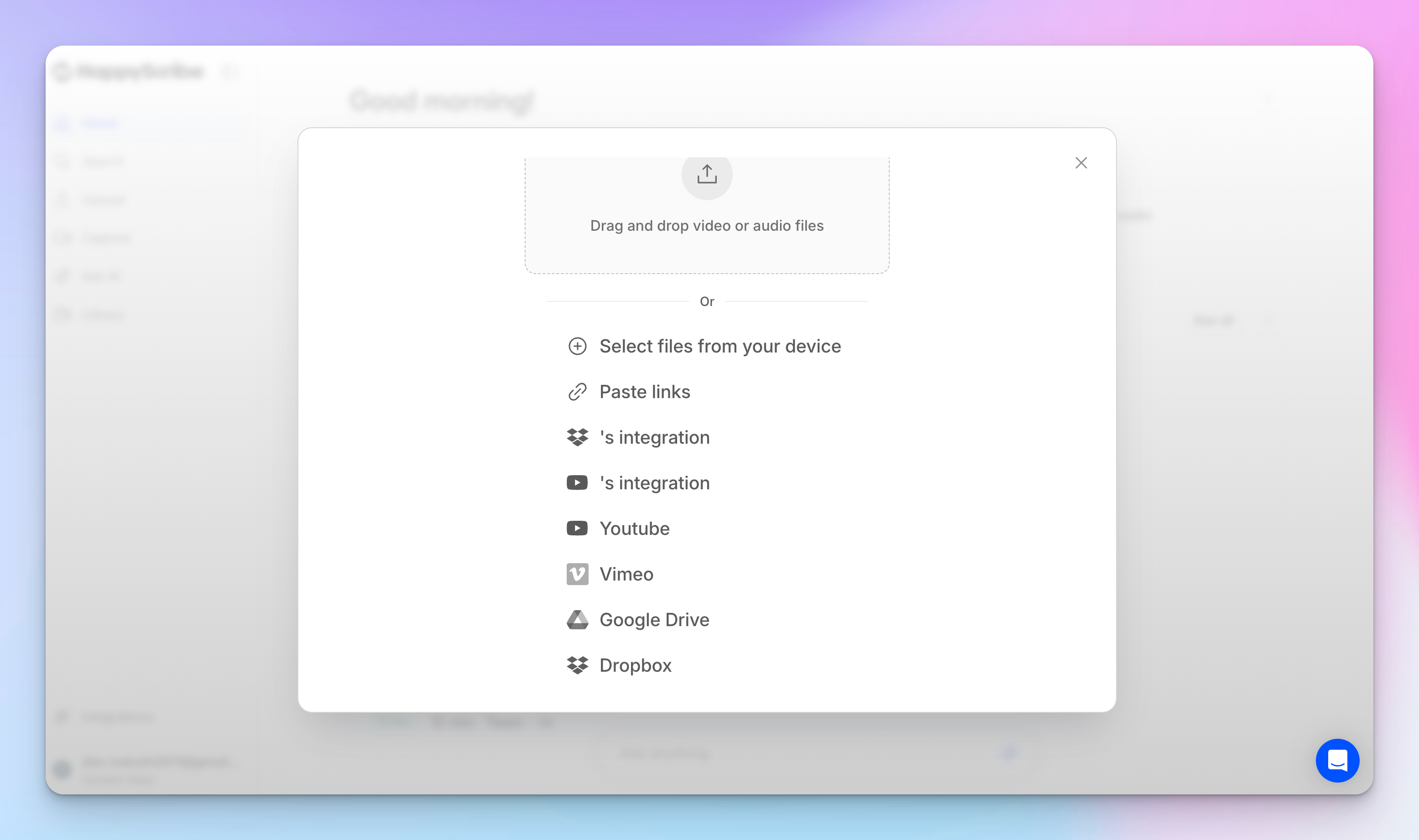 HappyScribe supports multiple file formats for importing audio and video files