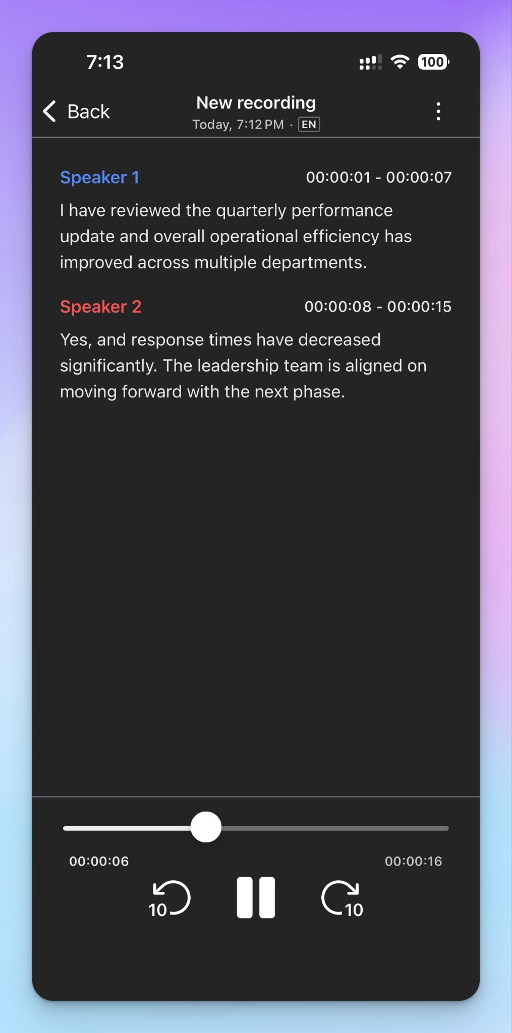 HappyScribe mobile app is fast and simple to use