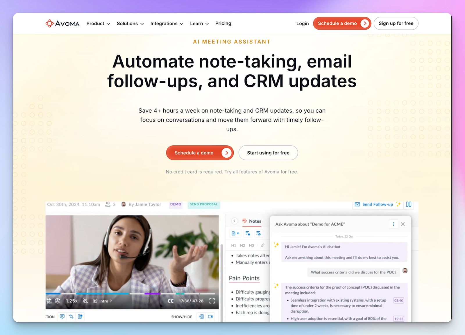 Avoma - tl;dv alternative for AI note taker