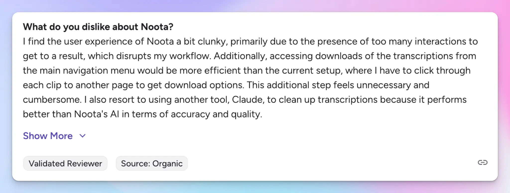 Noota has a complex UI that's difficult to use
