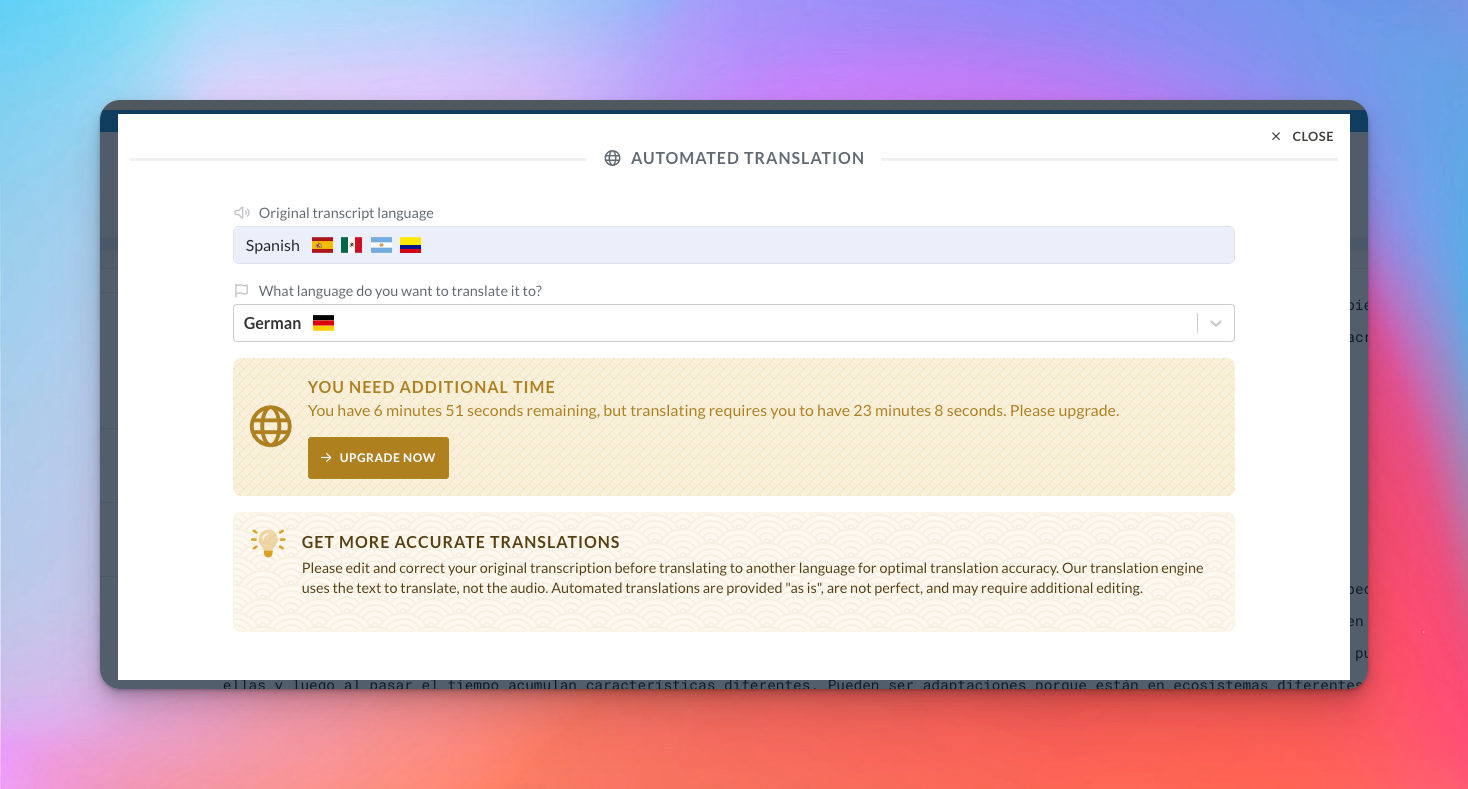 sonix automated translation