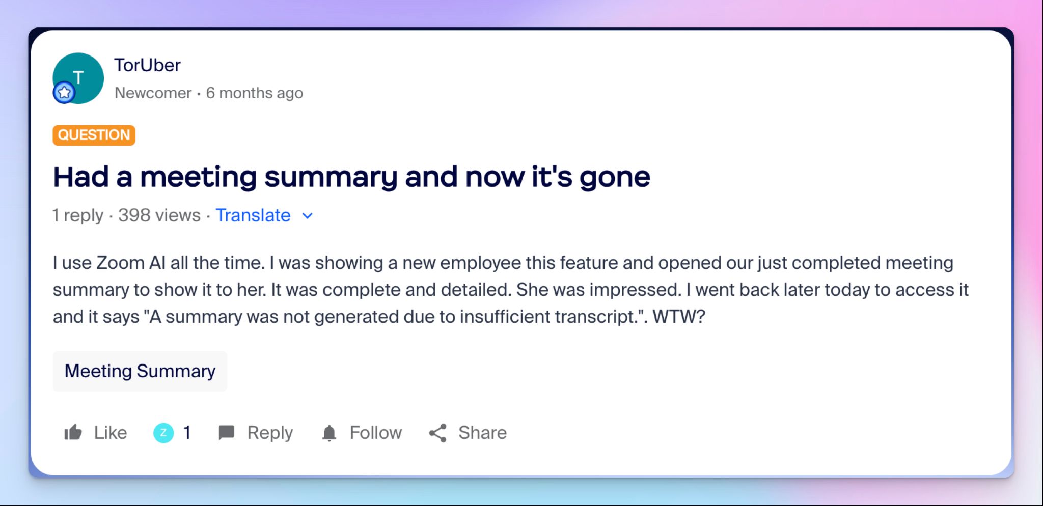 Zoom AI Companion notetaker is unreliable and difficult to access