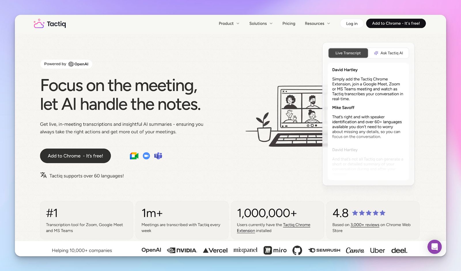 Tactiq - best Circleback alternatives for AI meeting notes