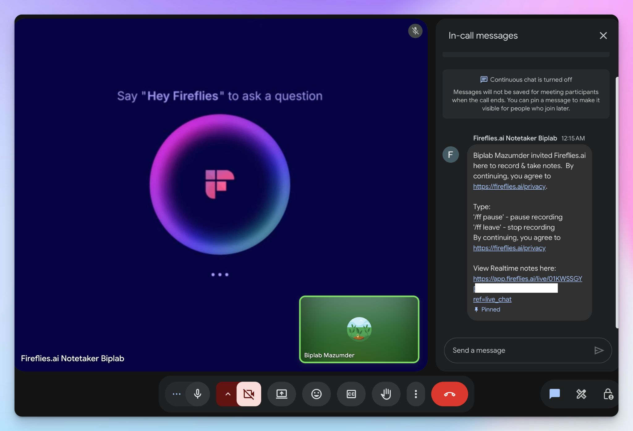 Fireflies meeting bot