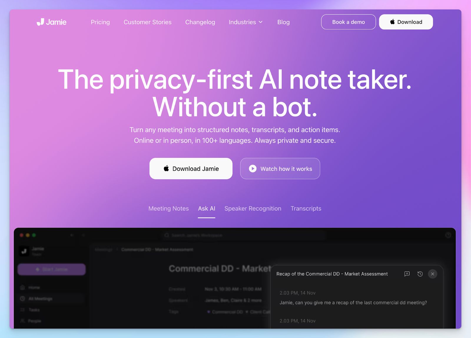 Jamie is a GDPR-compliant AI note taker