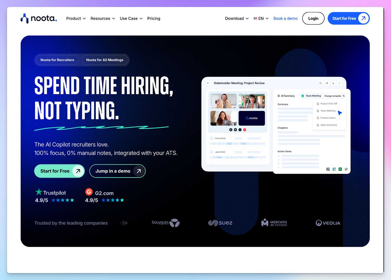 Noota - Leexi alternative for AI meeting notes