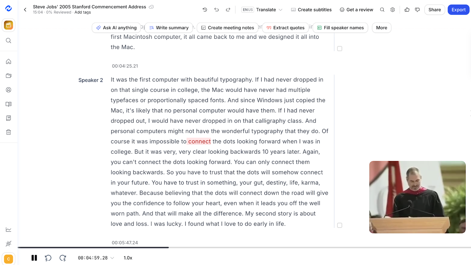 youtube video transcription