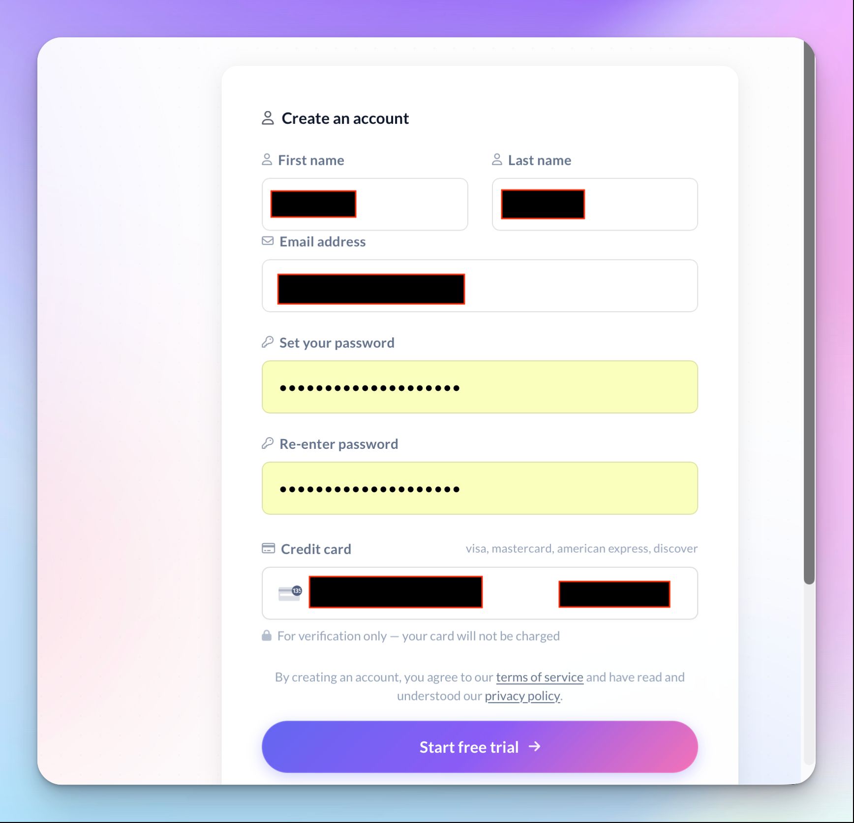 Sonix requires credit card for free signup