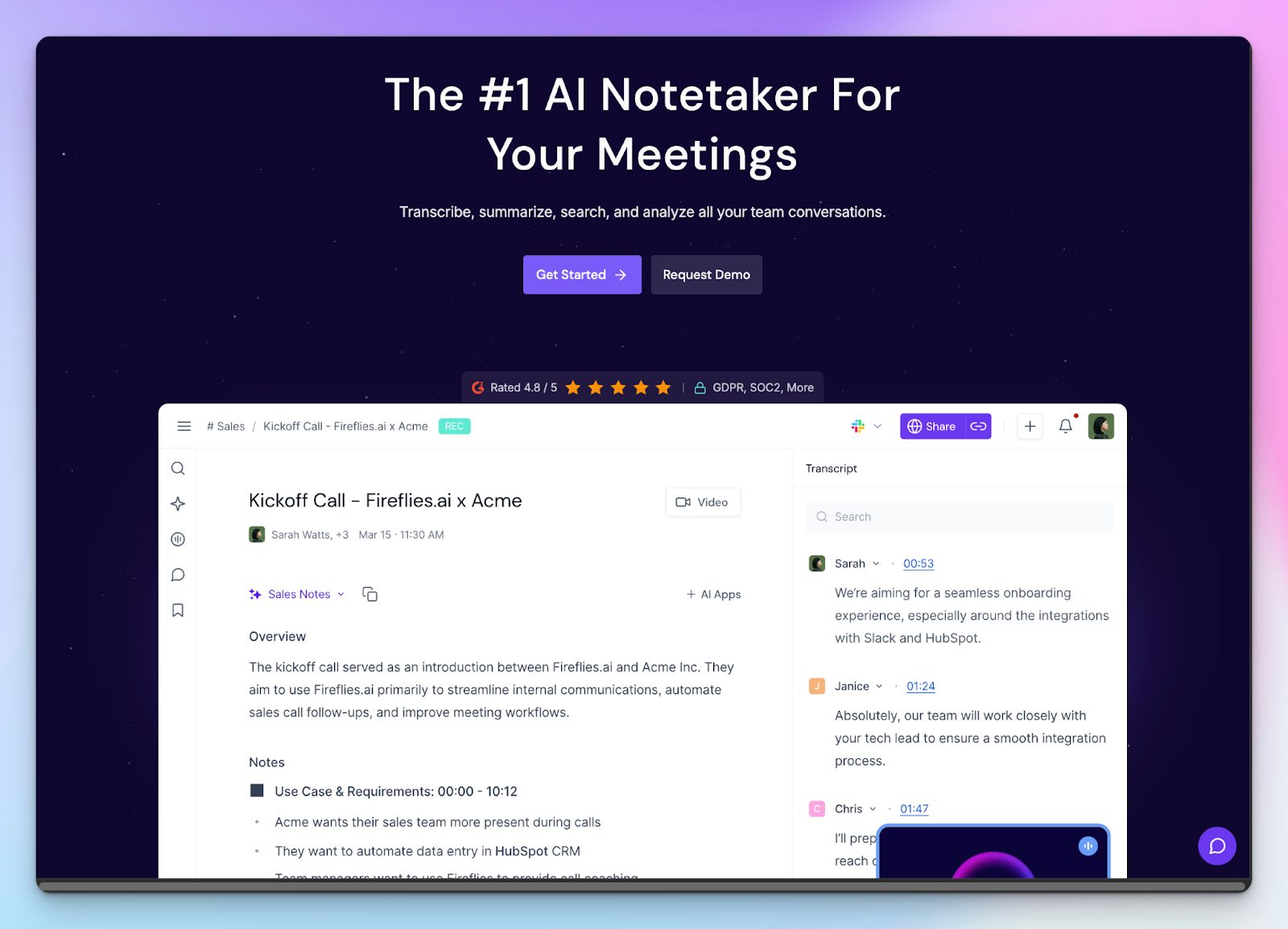 Fireflies - tl;dv alternative for AI note taker