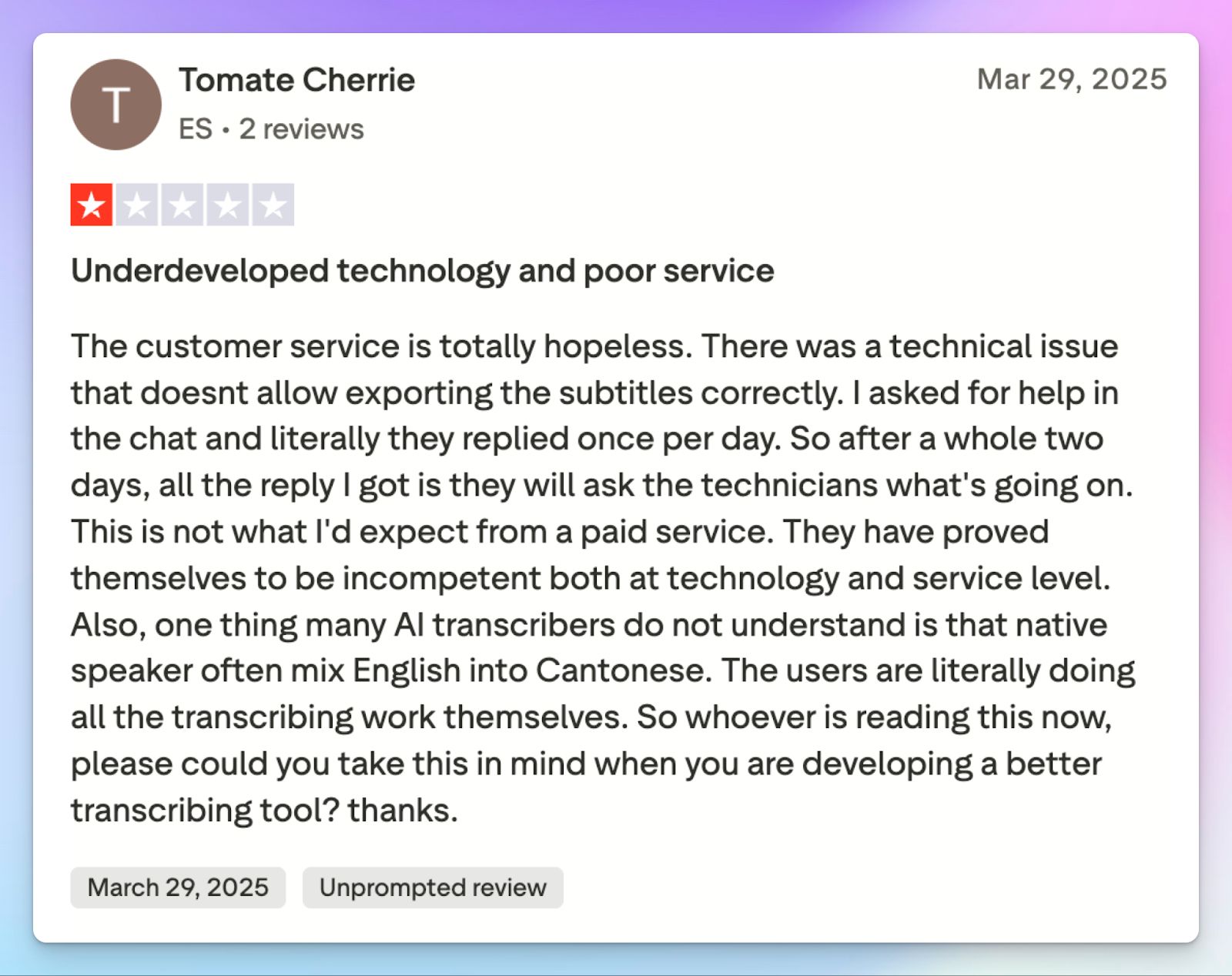 Sonix struggles to transcribe different accents and languages