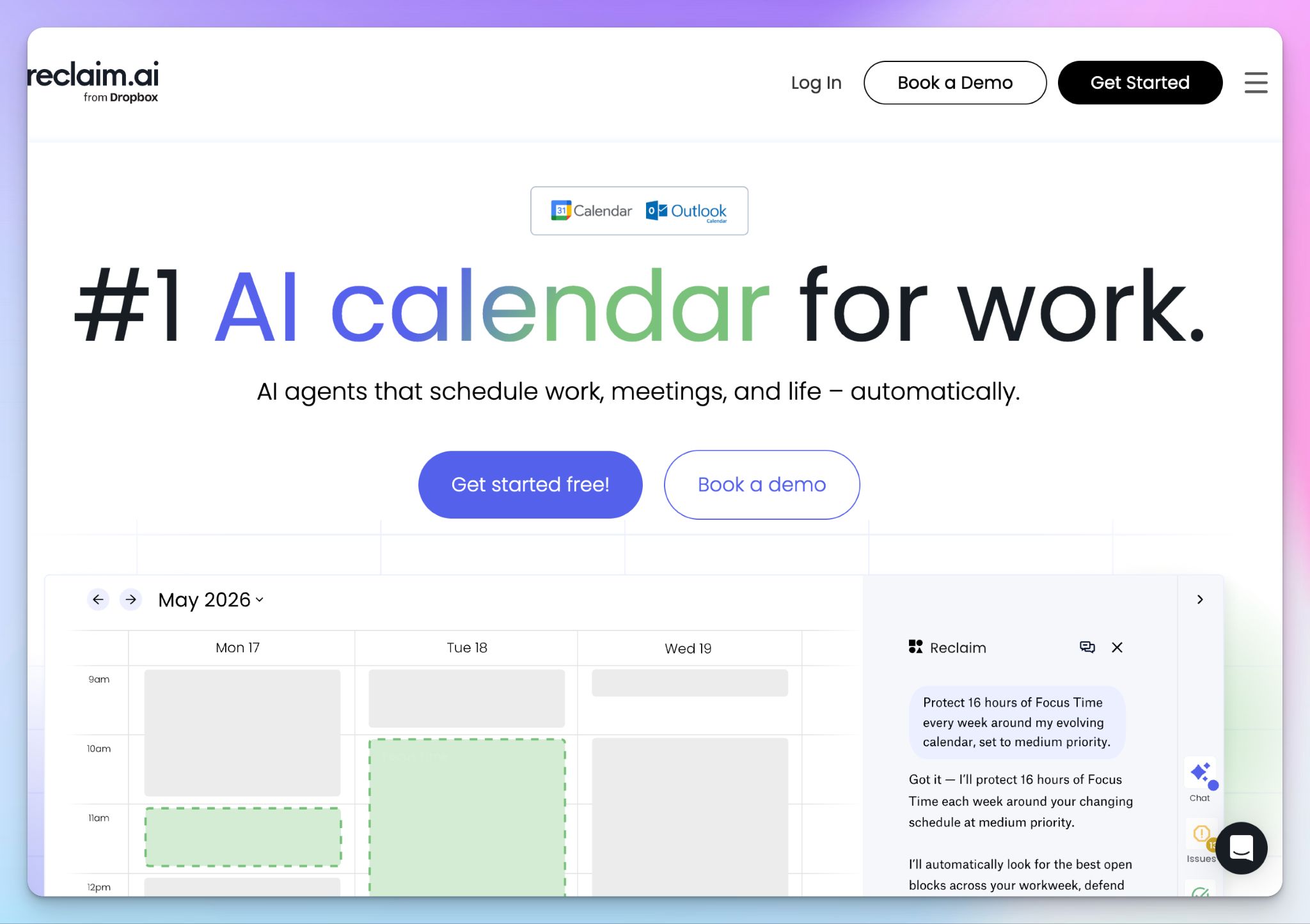 Reclaim is a meeting productivity tool