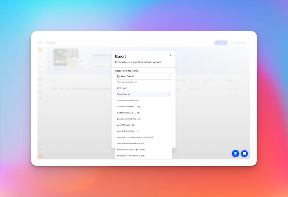 happyscribe export feature