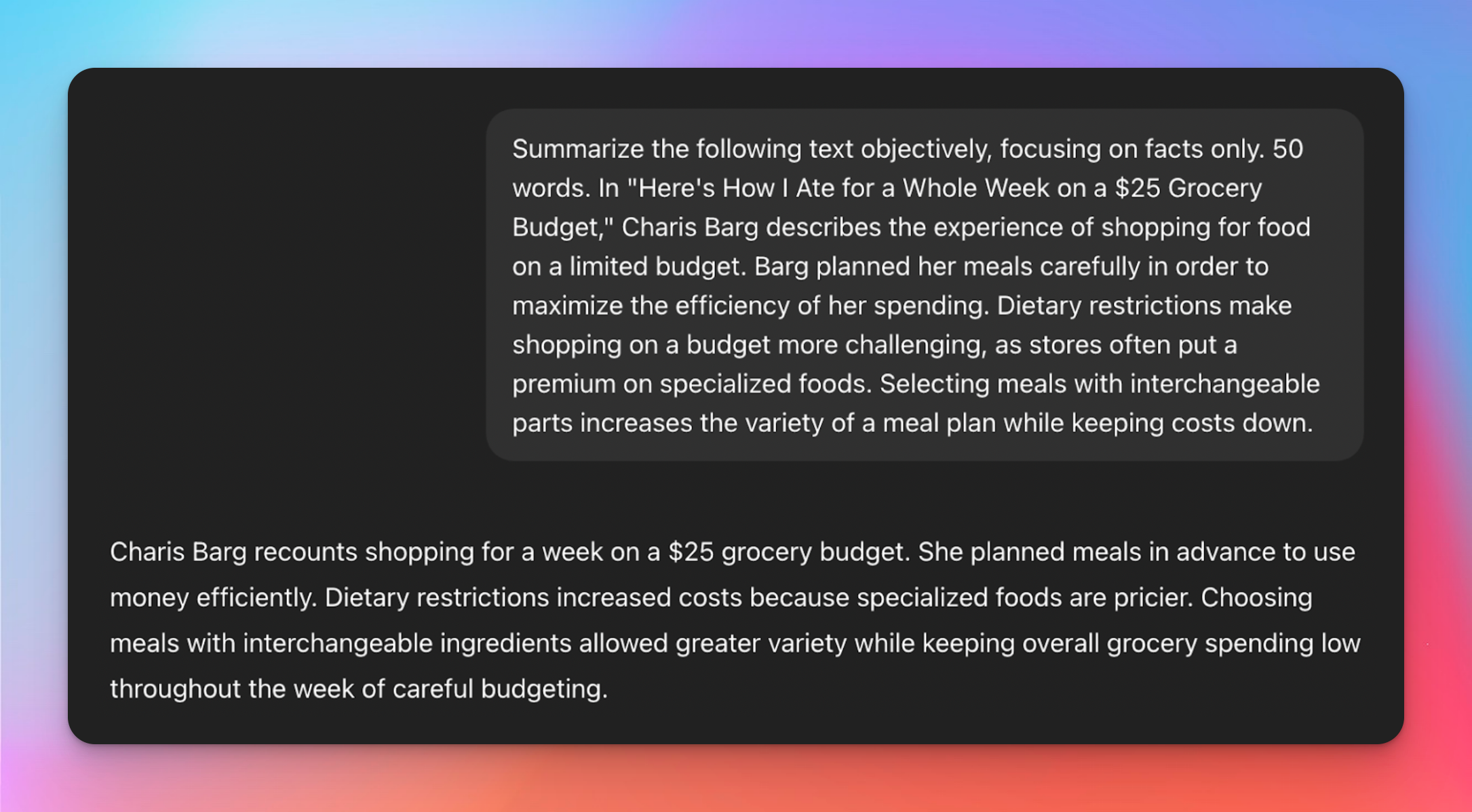 ChatGPT for writing objective summaries