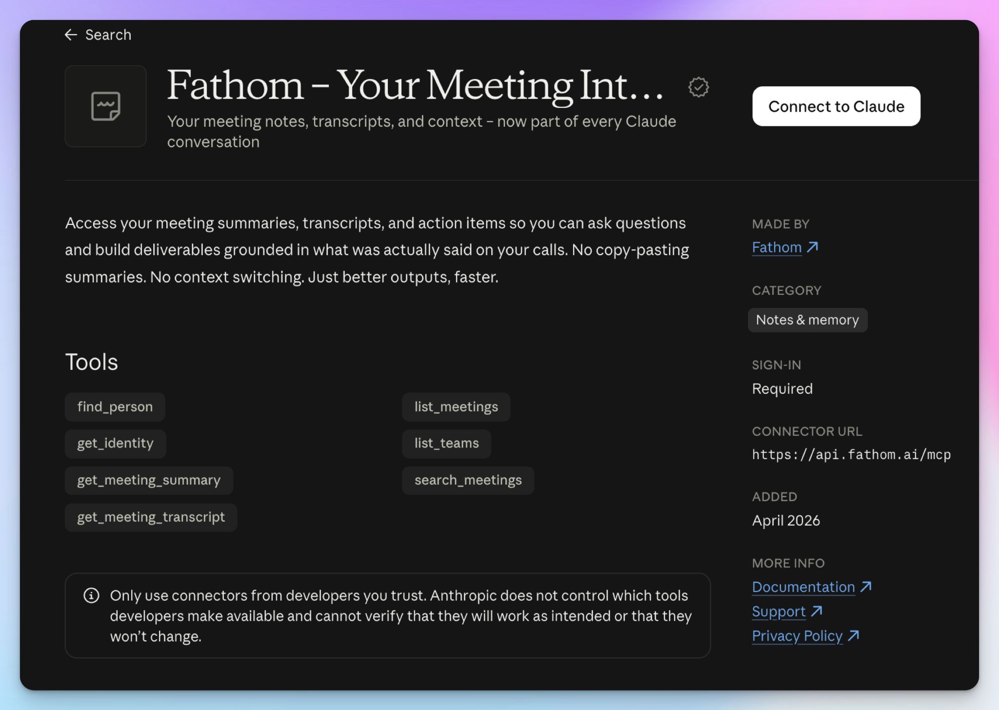Fathom Claude connector