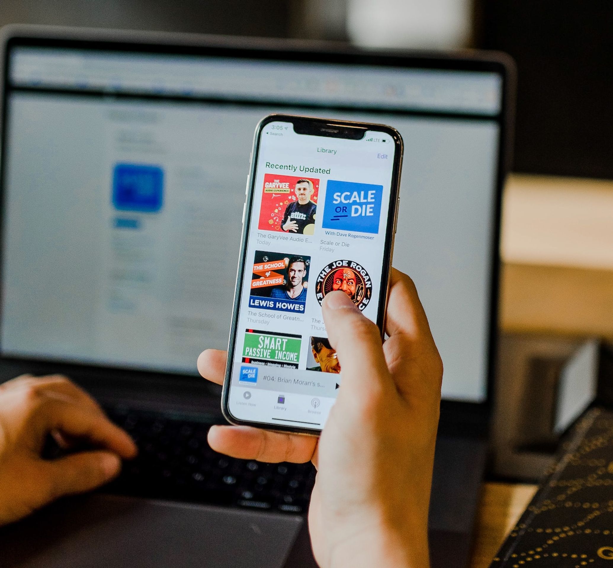 Man working on a subtitling procedure