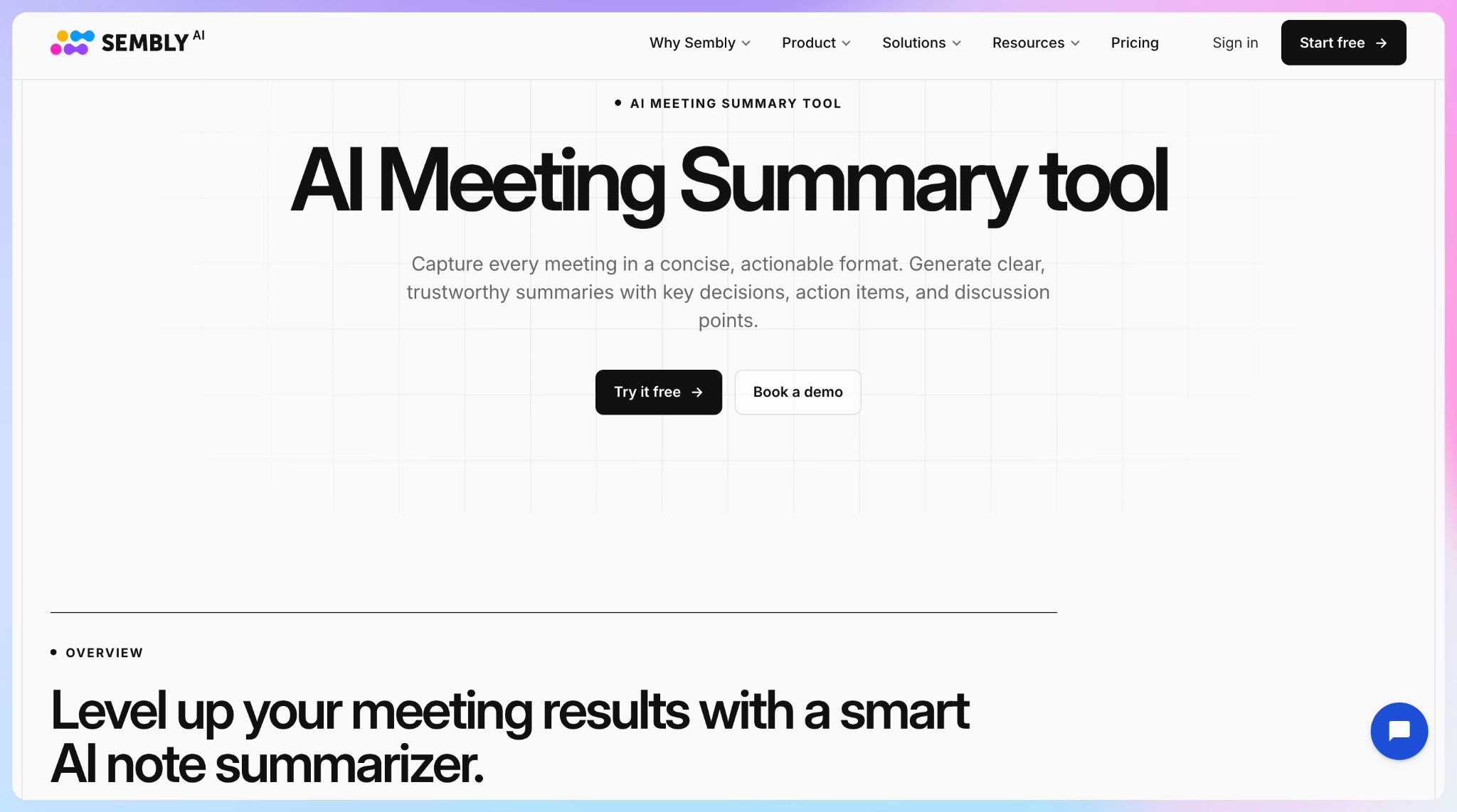 Sembly AI - meeting minutes tool