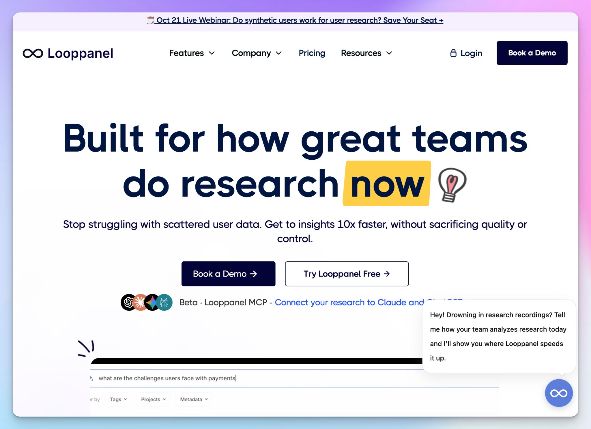 Looppanel is an AI note taker for user research