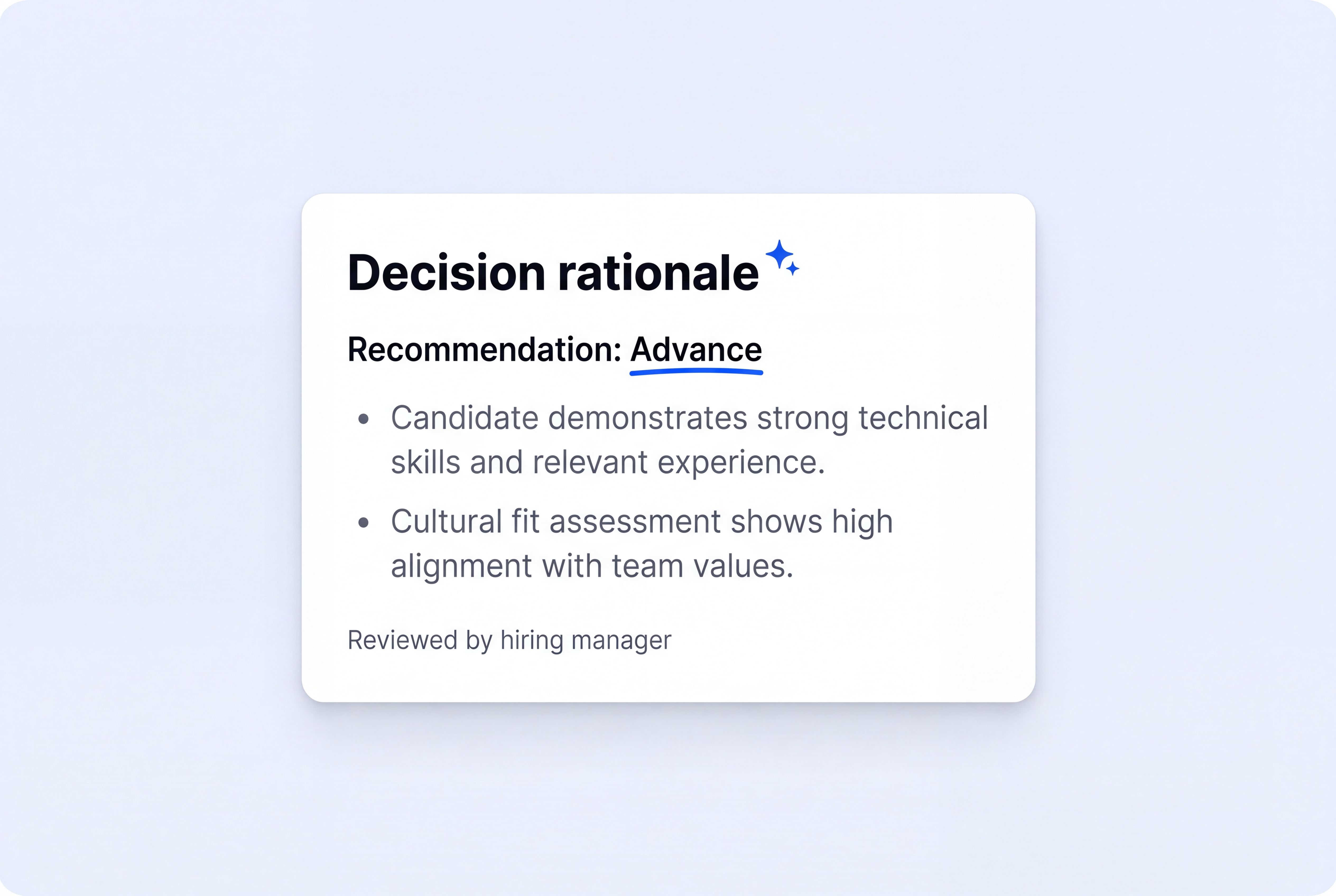 Decision rationale mockup