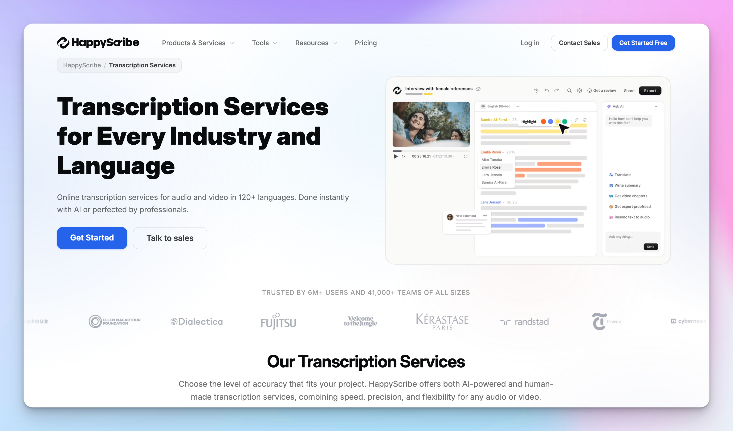 HappyScribe, best transcription software in Europe