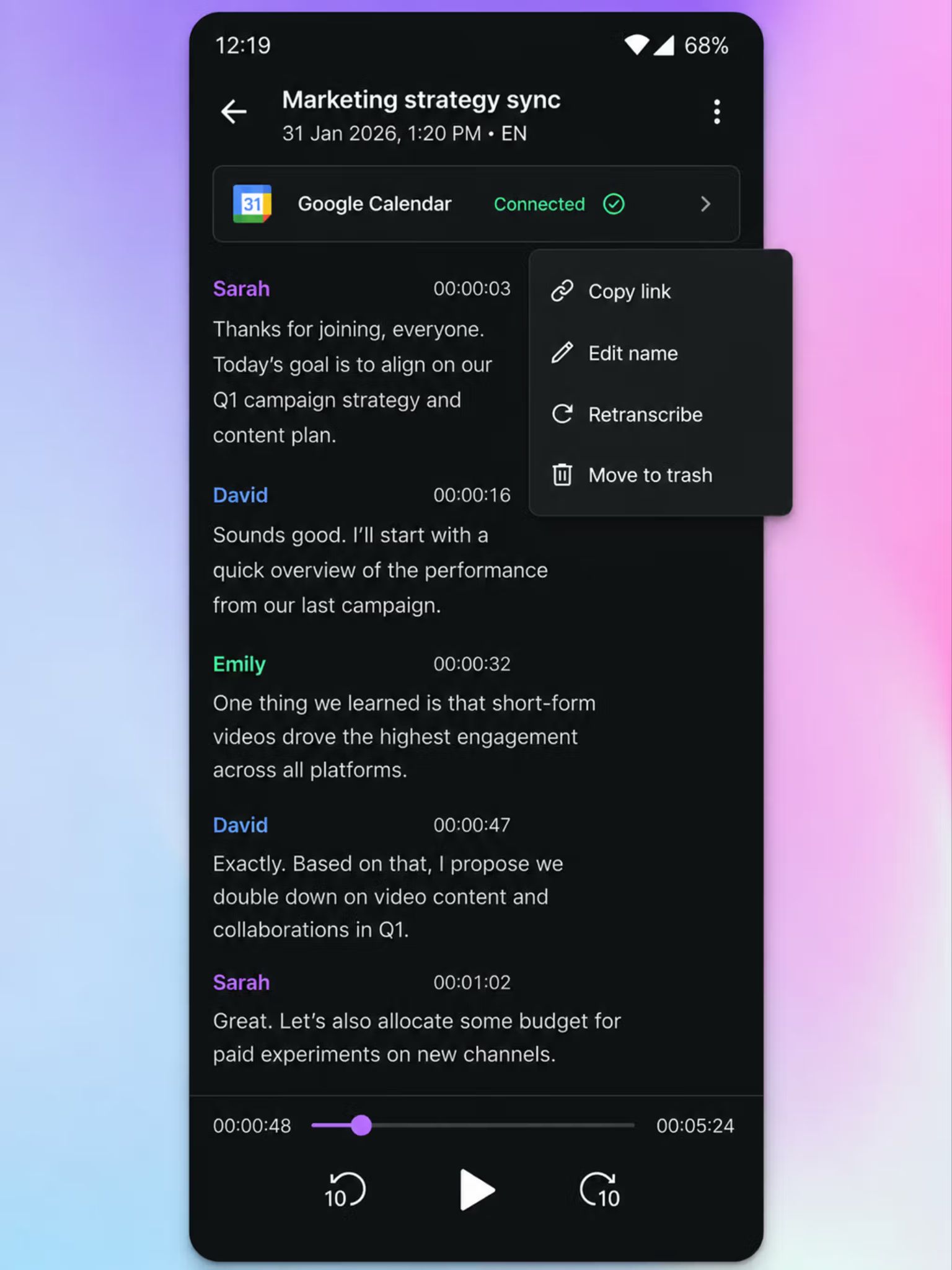 HappyScribe mobile app