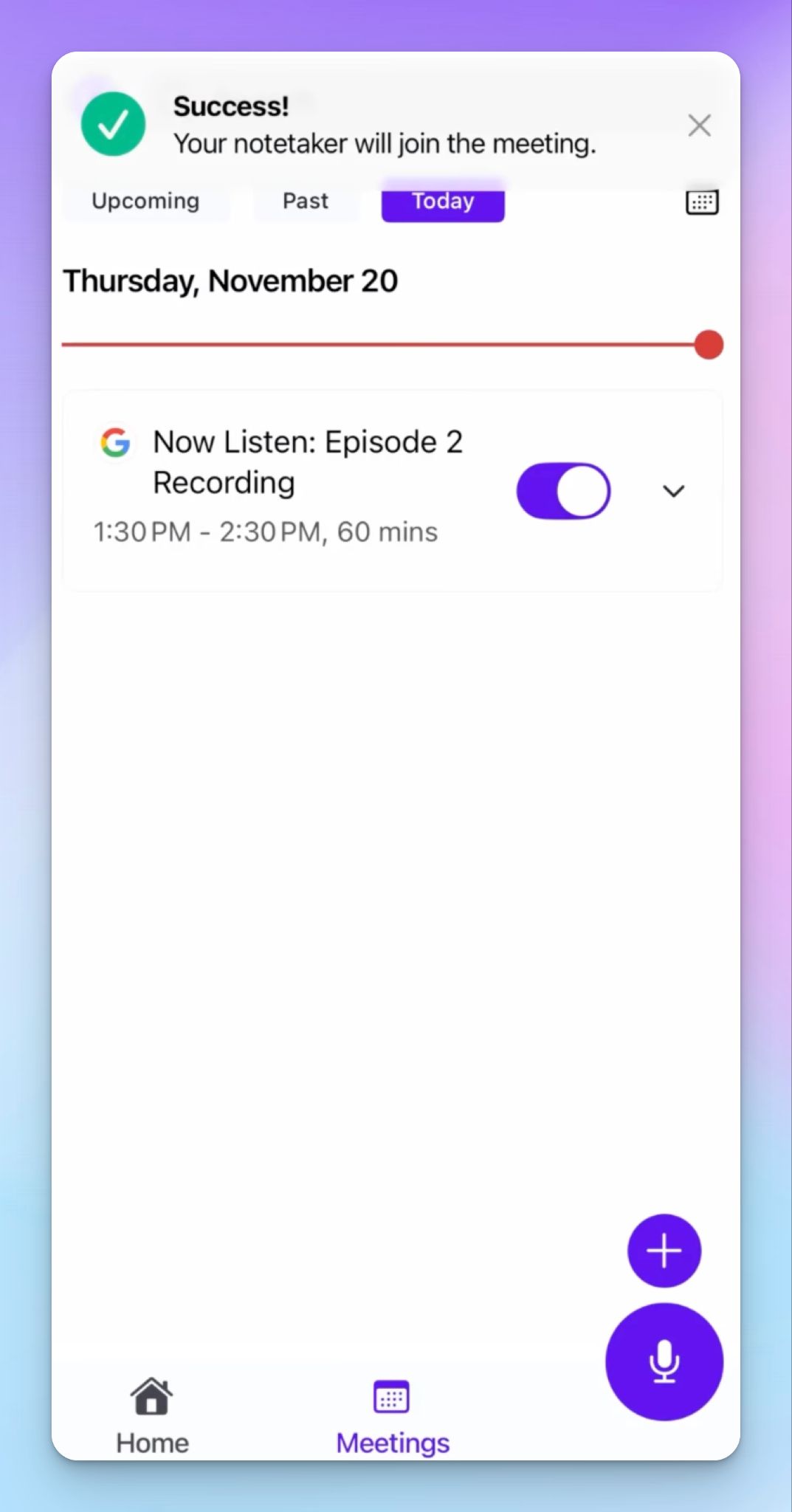Join calendar meetings from Rev's mobile app