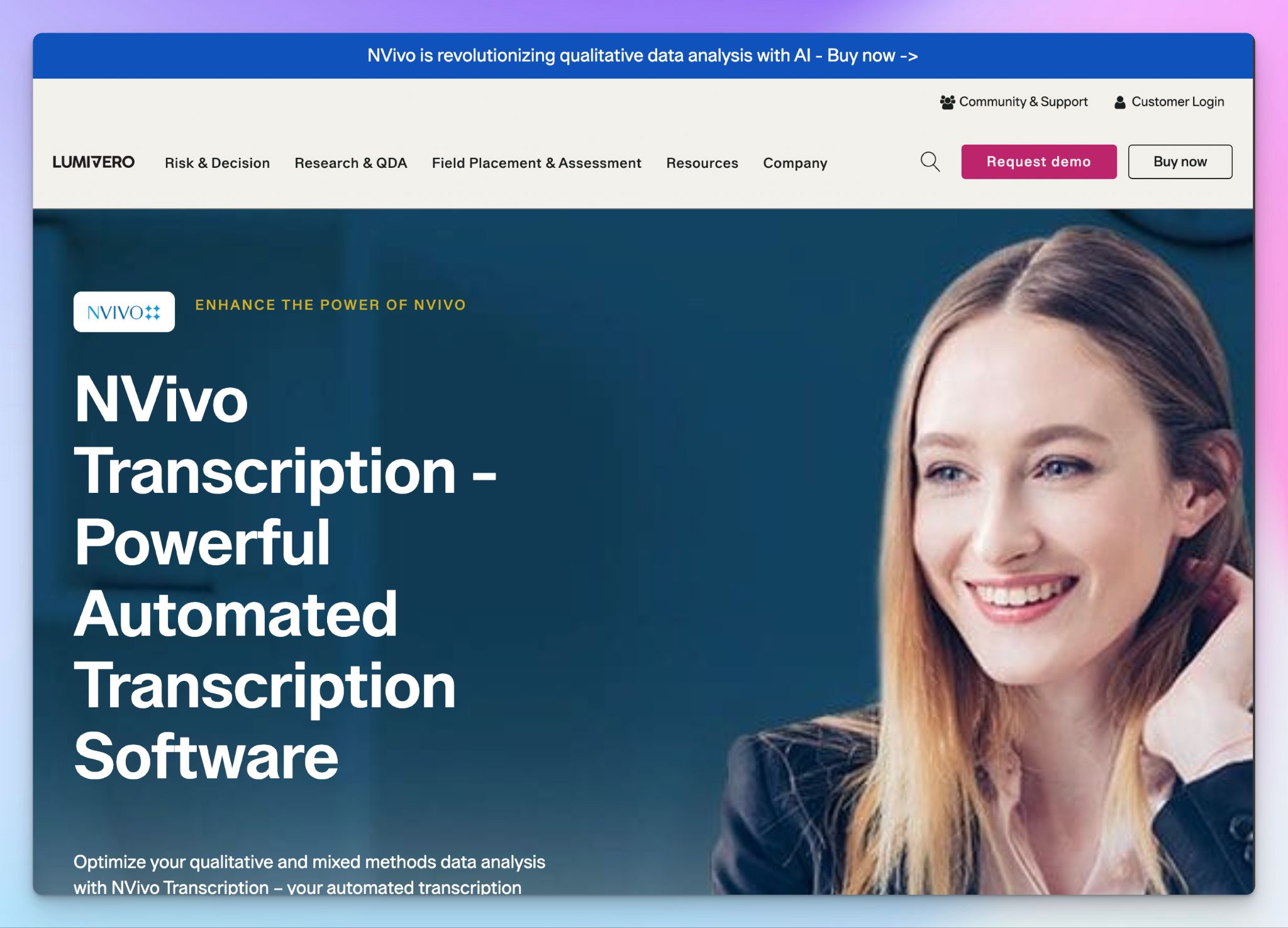 NVivo is a transcription software for qualitative research