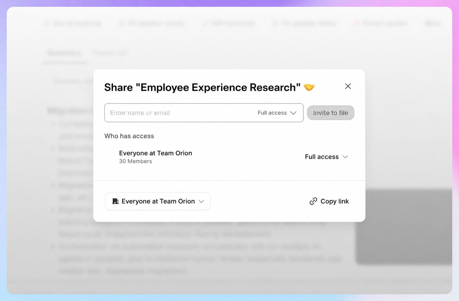 Set granular sharing permissions for your research files on HappyScribe
