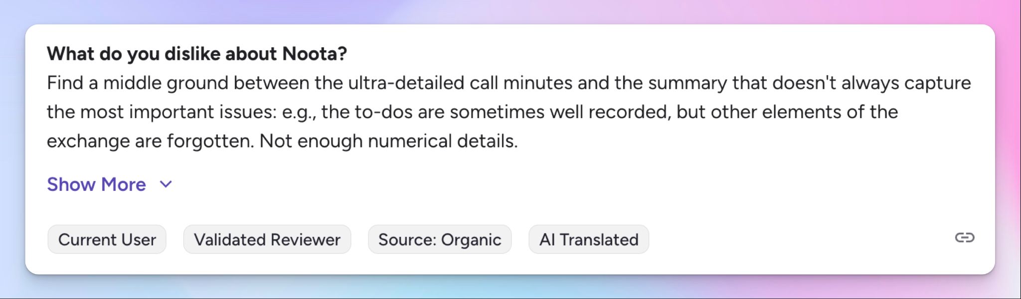 Noota's meeting transcripts are inaccurate and full of errors
