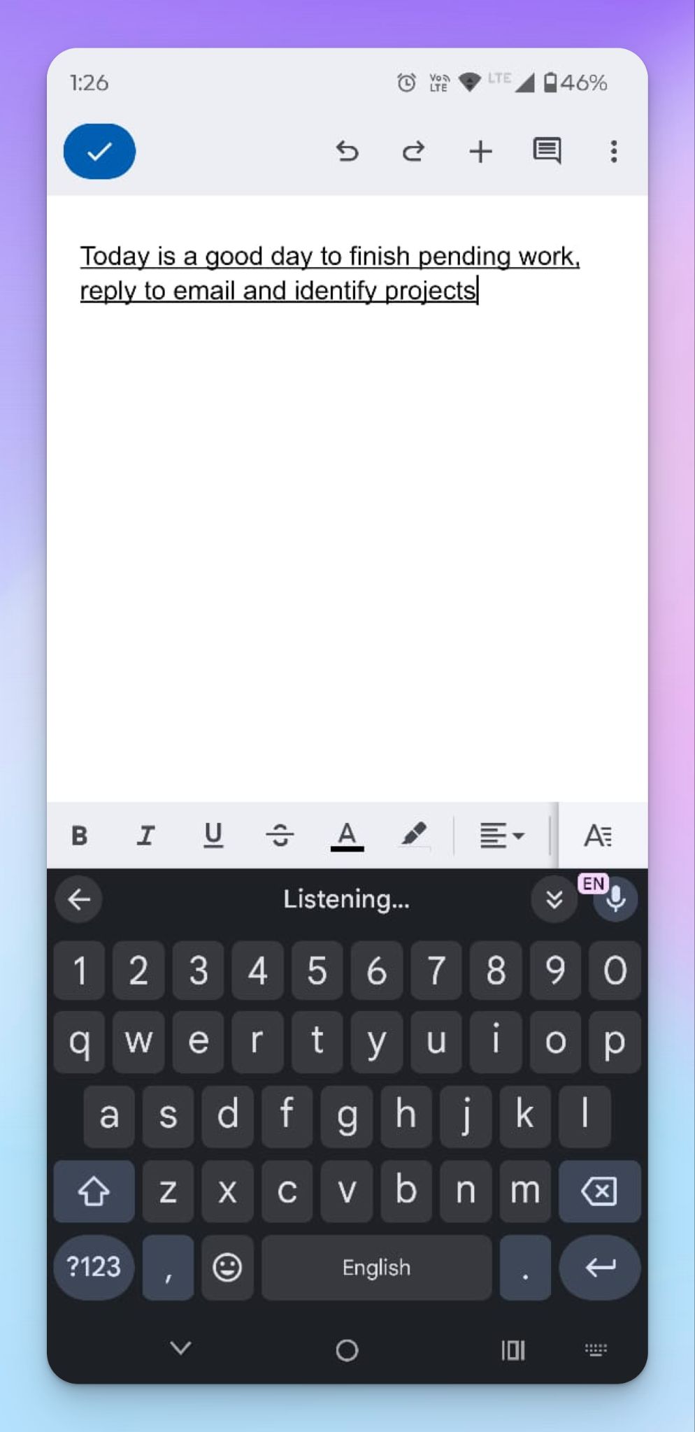 Transcribe audio with GBoard