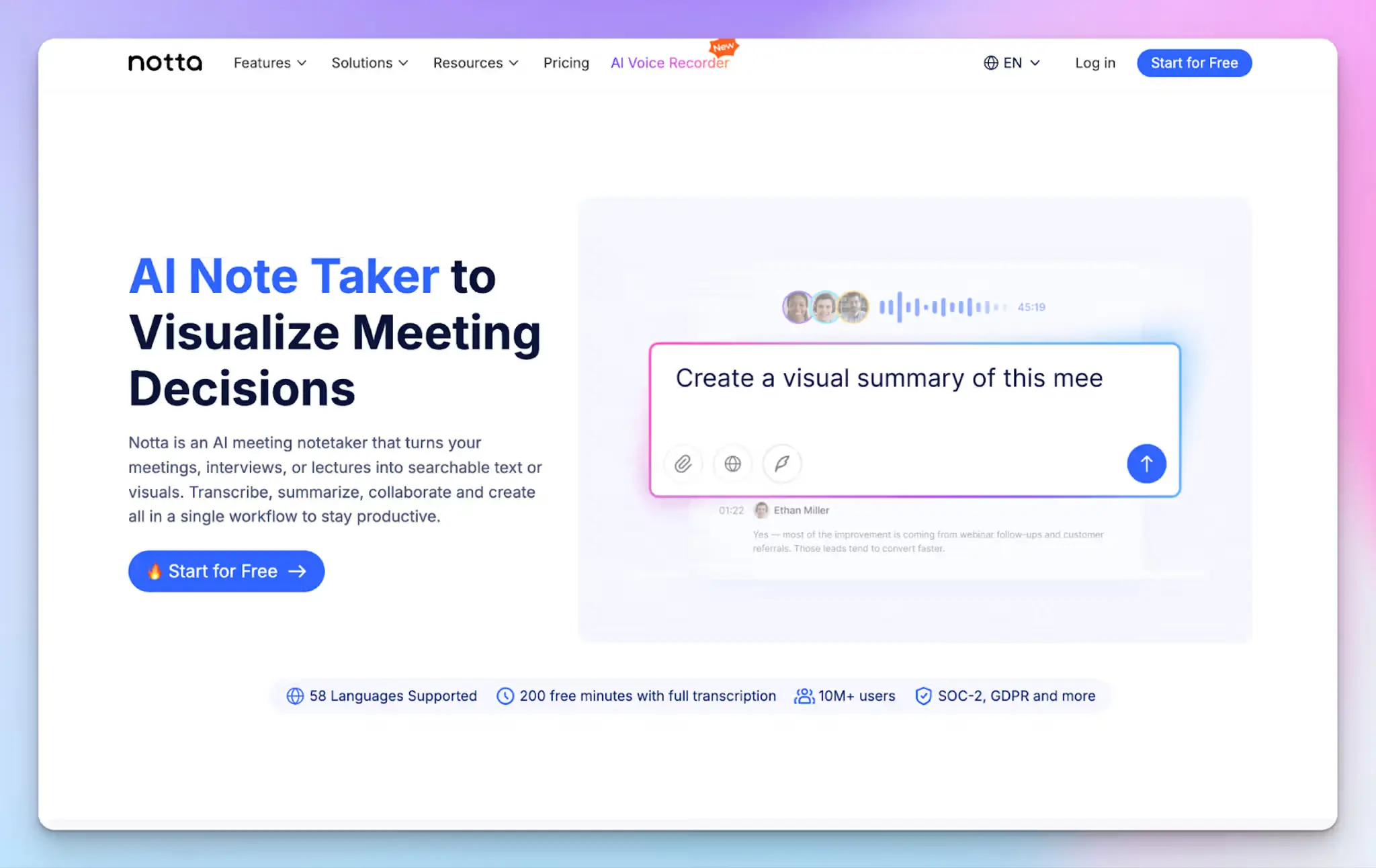 Notta - AI note taker for in-person meetings