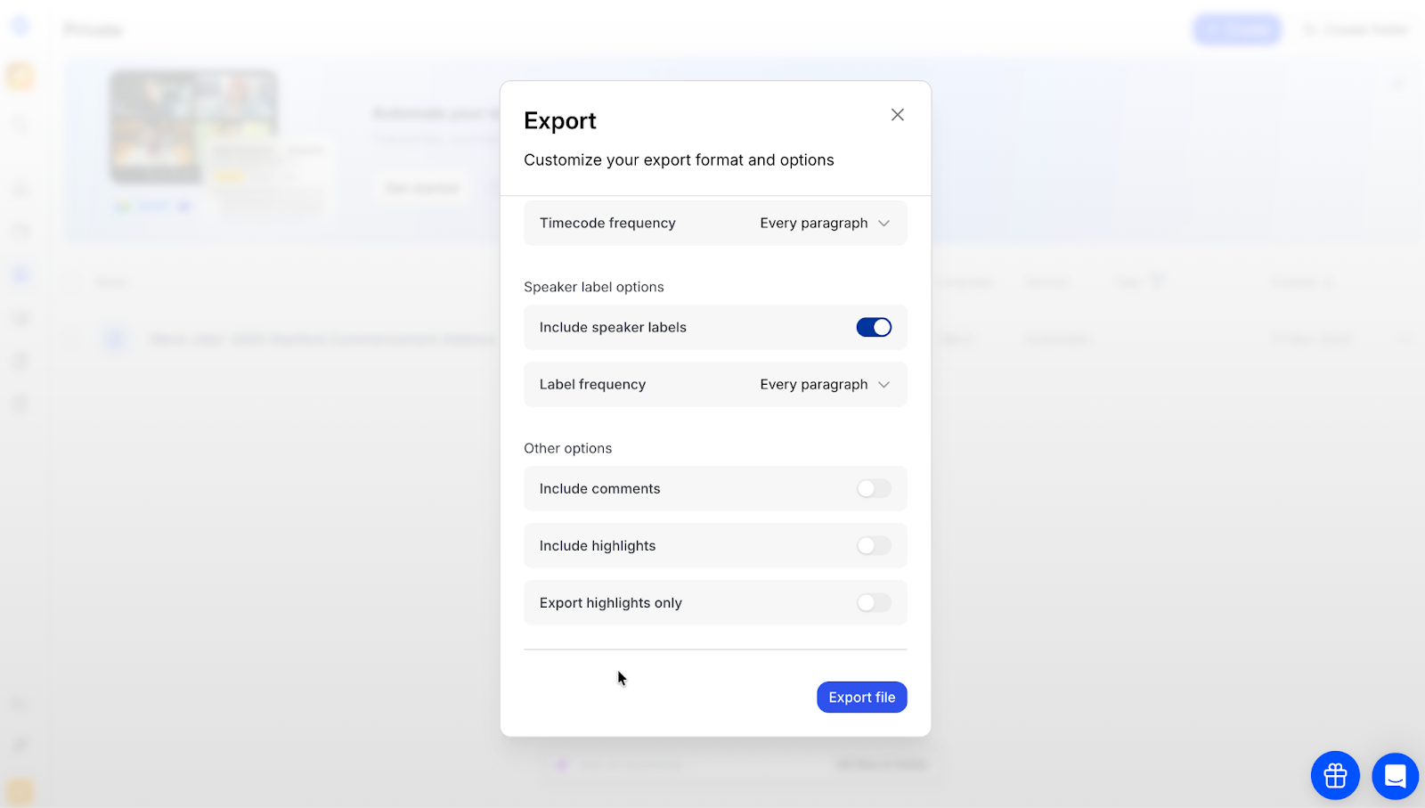 export youtube transcription