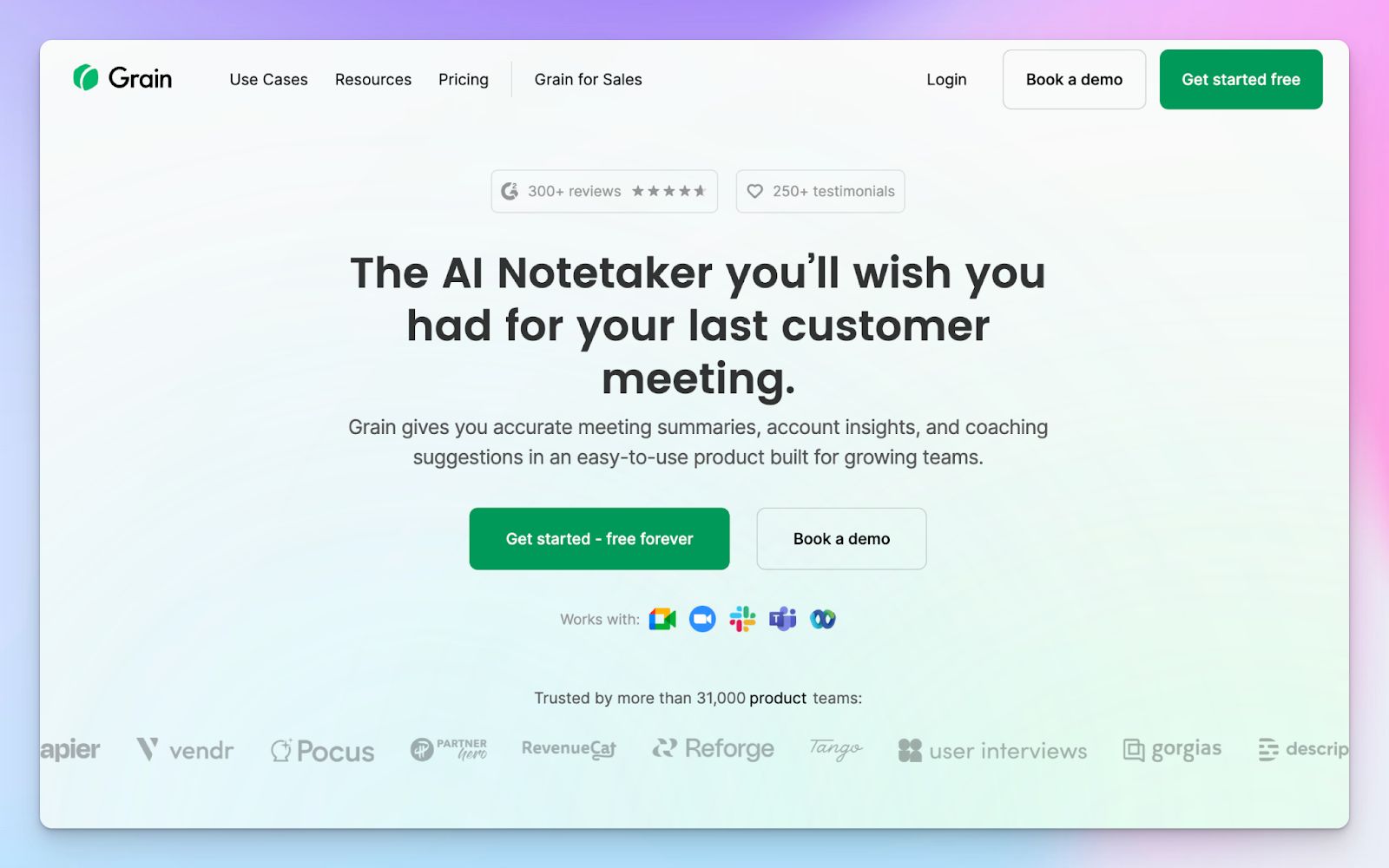 Grain AI - Sembly AI alternative for AI meeting notes