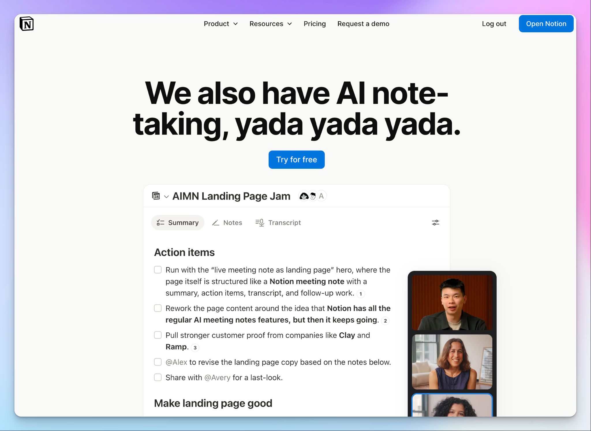 Notion AI is an AI notetaker for product managers