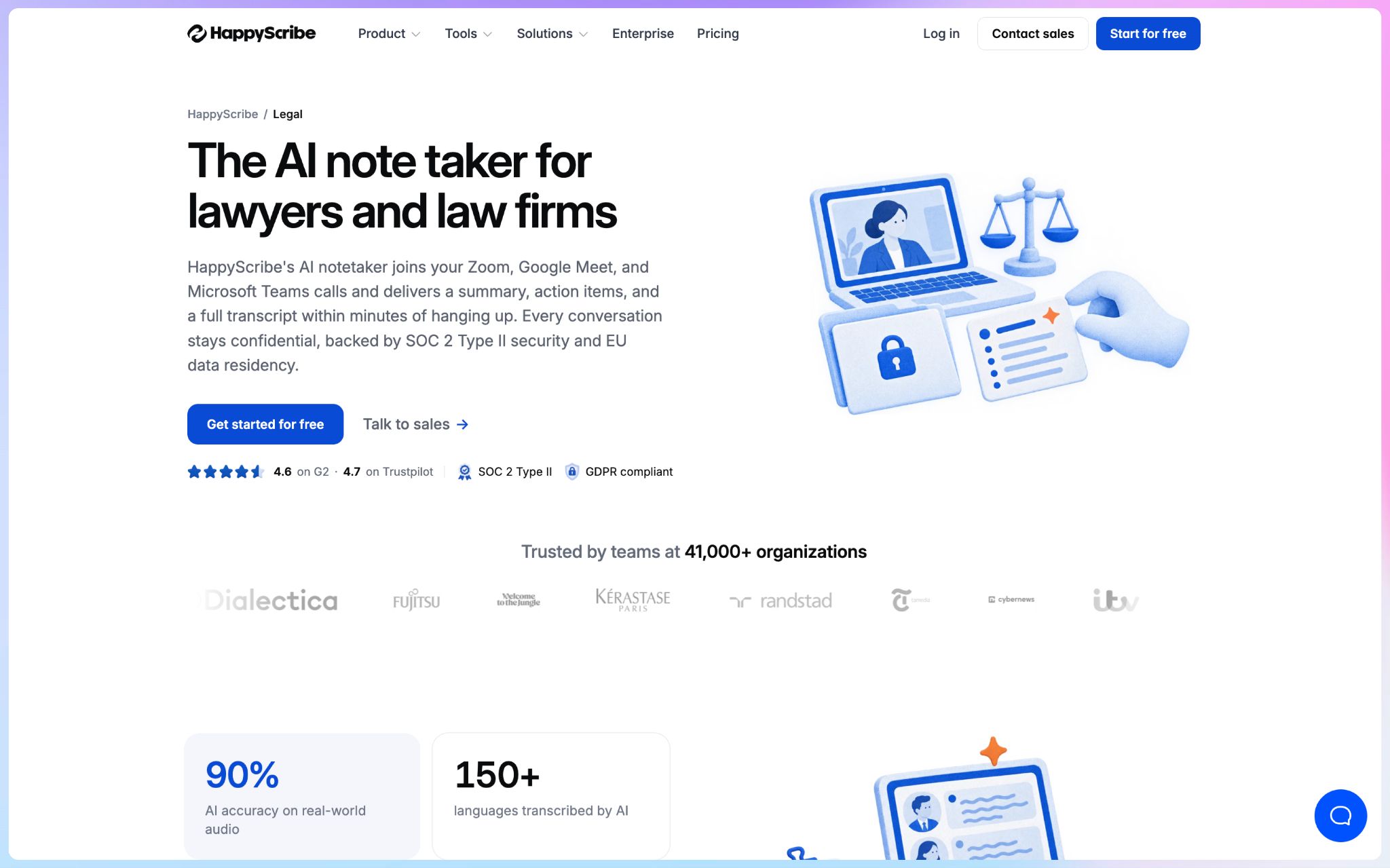 HappyScribe AI note taker for lawyers and law firms