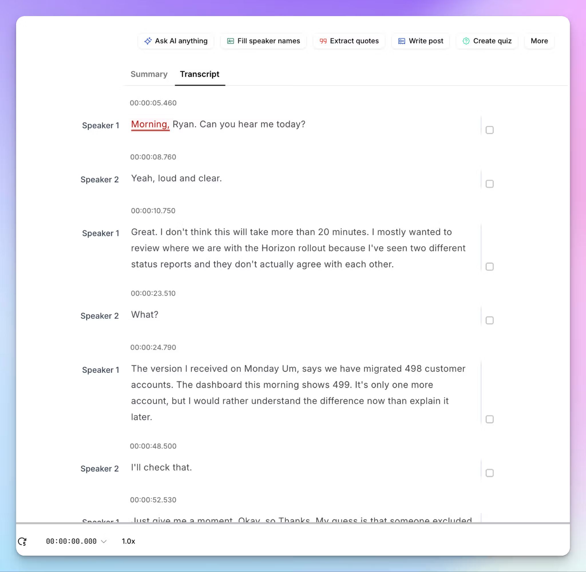 HappyScribe AI meeting notes are accurate and easy to read