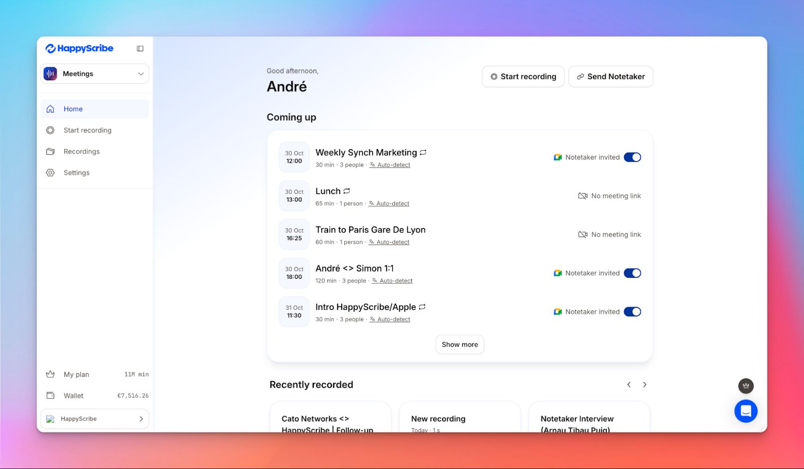 HappyScribe AI note taker for Zoom