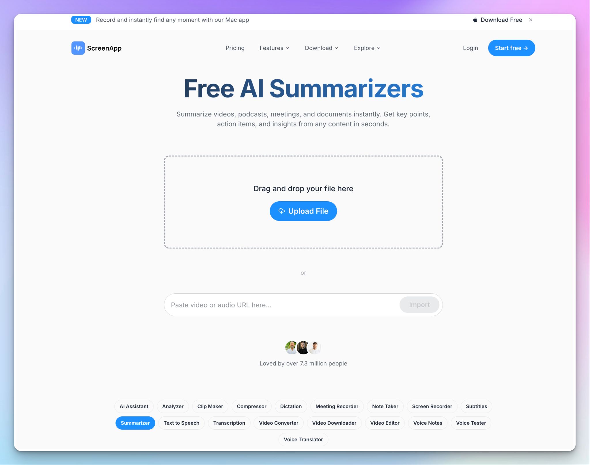 ScreenApp is an AI audio summarizer