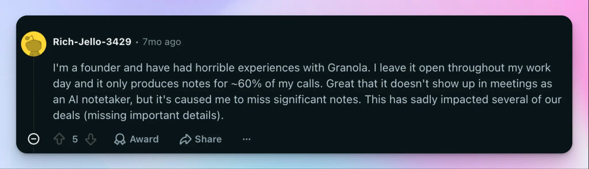 Granola AI review about unreliable meeting bot